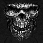 Hot Leathers GMS4237 Men’s Black and White Shredder Skull Black Hoodie - Image 2