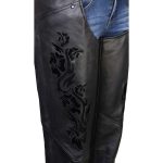 Milwaukee Leather Women’s Leather Motorcycle Chaps w/ Embroidery Detail, Adjustable Fit Riding Gear – LKL16701 - Image 3