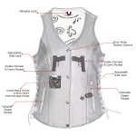 Milwaukee Leather LKL4711 Women’s Black Premium Leather Motorcycle Vest with Side Lace Adjustment - Image 2