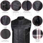 Milwaukee Leather LKM3783 Men’s Classic Black Leather Motorcycle Vest with Inside Flannel Liner - Image 2