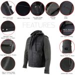Milwaukee Leather LKM3785 Men’s 2 in 1 Classic Black Premium Leather Motorcycle Hoodie Jacket w/ Convertible Vest - Image 2