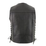 Milwaukee leather LKM3787 Men’s Classic Side Laced Black Leather Motorcycle Rider Biker Vest w/ Ten Pockets - Image 2
