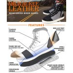 Milwaukee Leather MBM9116 Men’s Black Suede and Grey Canvas Street Riding Shoes with Dual Closure and Ankle Support - Image 2