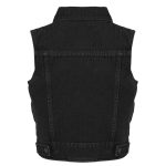 Milwaukee Leather MDK3910 Black Unisex-Child Kids Denim Snap Front Vest with Shirt Style Collar - Image 2