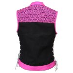 Milwaukee Leather MDL4051 Women’s ‘Skelly’ Black with Pink Motorcycle Denim Vest w/ Skull Embroidery - Image 10