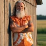 Biker Clothing Co. MDM11680 Men’s Classic Orange and White Tie-Dye Button-Down Frayed Sleeveless Cut Off Shirt - Image 5