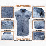 Milwaukee Leather MDM11684 Men’s Classic Light Blue Button-Down Cut Off Frayed Sleeveless Casual Shirt - Image 2