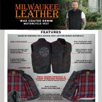 Milwaukee Leather MDM3030 Men’s Black Waxy Coated Denim Club Style Motorcycle Rider Vest w/ Shirt Collar - Image 2