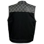 Milwaukee Leather MDM3035 Men’s Wrecker Club Vest – Black Denim & Leather, Diamond Quilt, White Stitch - Image 13