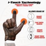 Milwaukee Leather MG7514 Men’s Brown Leather with Gel Palm Motorcycle Gloves W/ Protective Knuckle - Image 2