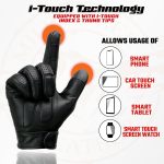 Milwaukee Leather MG7516 Men’s Black Leather ‘I – Touchscreen Compatible’ Gel Palm Motorcycle Hand Gloves W/ Flex Knuckles - Image 2