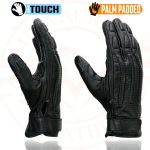 Milwaukee Leather MG7526 Men’s Black Leather i-Touch Screen Compatible Gel Palm Racer Motorcycle Gloves w/ Finger Protection - Image 4