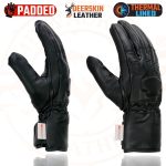 Milwaukee Leather MG7534 Men’s Black Deerskin Gauntlet Motorcycle Gloves w/ Wrist Strap & Cinch Closure - Image 2