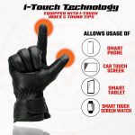 Milwaukee Leather MG7551 Men’s Black Cowhide Leather Gauntlet Motorcycle Hand Gloves W/ i-Touch Screen and Waterproof - Image 2