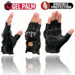 Milwaukee Leather MG7555 Men’s Black Leather Gel Padded Fingerless Motorcycle Gloves w/ Knuckle Protection - Image 4