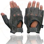 Milwaukee Leather MG7557 Men’s Grey Leather Gel Padded Palm Fingerless Motorcycle Hand Gloves W/ Breathable ‘Open Knuckle’ - Image 4
