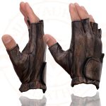 Milwaukee Leather MG7561 Men’s Premium Brown Leather Gel Padded Palm Fingerless Motorcycle Hand Gloves - Image 7