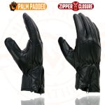 Milwaukee Leather MG7575 Men’s Black Premium Leather Long Wrist Gloves with Zipper Top - Image 2