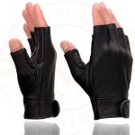 Milwaukee Leather MG7585 Men’s Black Leather Gel Padded Palm Fingerless Motorcycle Hand Gloves w/ Full Panel Cover - Image 5