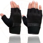 Milwaukee Leather MG7590 Men’s Black ‘Amara Cloth’ Gel Palm Fingerless Motorcycle Hand Gloves W/ Breathable Mesh Material - Image 4