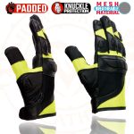 Milwaukee Leather MG7740 Women’s Padded Black Leather and Neon Green Mesh Racing Motorcycle Rider Gloves - Image 2