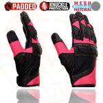Milwaukee Leather MG7740 Women’s Black Leather and Hot Pink Mesh Racing Motorcycle Gloves W/ Padded Knuckle and Fingers - Image 2