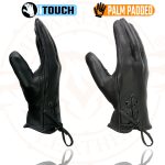Milwaukee Leather MG7745 Women’s Black Deerskin Laced Wrist Motorcycle Gloves w/ Gel Palm and i-Touch Screen - Image 4