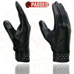 Milwaukee Leather MG7760 Women’s Black Leather Gel Palm Lightweight Motorcycle Hand Gloves W/ Stylish ‘Wrist Detailing’ - Image 2
