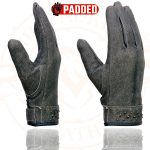 Milwaukee Leather MG7760 Women’s Distressed Grey Leather Gel Palm Motorcycle Hand Gloves W/ Stylish ‘Wrist Detailing’ - Image 2