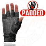 Milwaukee Leather MG7761 Women’s Grey Leather Gel Palm Fingerless Motorcycle Hand Gloves W/ Stylish ‘Wrist Detailing’ - Image 2