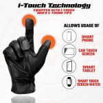 Milwaukee Leather MG7770 Women’s Black Leather ‘I – Touchscreen Compatible’ Laced Wrist Motorcycle Hand Gloves W/ Gel Palm - Image 2