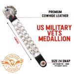 Milwaukee Leather US Military Vet Medallion Vest Extender – Double Chrome Chains Genuine Leather 6.5″ Extension 4-PCS MLA6023SET - Image 2