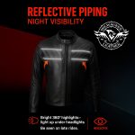 Milwaukee Leather USA MADE MLJKM5003 Men’s Black Echo Premium Leather Motorcycle Jacket with Reflective Piping - Image 2
