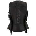 Milwaukee Leather MLL4565 Women’s Black Fringed Leather Rivet Detail Side Buckle and Zipper Motorcycle Rider Vest - Image 8