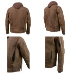 Milwaukee Leather MLM1511 Men’s ‘Vagabond’ Vintage Crazy Horse’ Brown Leather Jacket w/ Removable Hoodie - Image 12