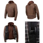 Milwaukee Leather MLM1518 Men’s ‘Scoundrel’ Vintage Crazy Horse Brown Leather Jacket w/ Removable Hoodie - Image 14