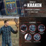MMCC The Kraken Men’s Blue Teal Orange Plaid Flannel Shirt – 100% Cotton Long Sleeve Button-Up – MMC11600 - Image 2