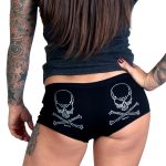 Hot Leathers PTB7046 Silver Glitter Ink Skull and Crossbones Ladies Boy Shorts - Image 2