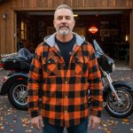 Milwaukee Leather Men’s Titans Orange & Black Plaid Hooded Riding Shirt w/ CE Armor & Aramid Fiber Panels – MPM1642 - Image 8