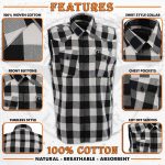 Milwaukee Leather MPM1647 Men’s Classic Black and White Button-Down Flannel Cut Off Sleeveless Casual Shirt - Image 2