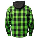 Milwaukee Leather Men’s Titans Green and Black Plaid Hooded Riding Shirt w/ CE Armor & Aramid Fiber Panels – MPM1659 - Image 16