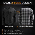 Milwaukee Leather Men’s Splitline Phantom 2-Tone CE Armored Protective Flannel – Kevlar Reinforced – MPM1670 - Image 2
