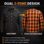 Milwaukee Leather Men’s Splitline Molten 2-Tone CE Armored Protective Flannel – Kevlar Reinforced – MPM1672 - Image 2