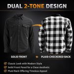 Milwaukee Leather Men’s Splitline Tundra 2-Tone CE Armored Protective Flannel – Kevlar Reinforced – MPM1673 - Image 2