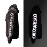 MMCC Men’s Bare Bones Riding Hoodie – Premium Cotton, Reflective Skull Sleeve, Full Zip – MPM1680 - Image 8