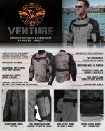 Milwaukee Leather Men’s Venture Dark Grey/Black Textile Motorcycle Jacket w/ CE Armor – MPM17032 - Image 2