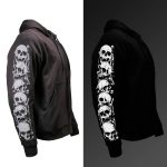 Milwaukee Leather Men’s Bare Bones Black Reflective Skull CE Armored Riding Hoodie, Shoulder & Elbow Armor – MPM1797 - Image 10