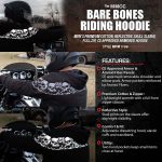 Milwaukee Leather Men’s Bare Bones Black Reflective Skull CE Armored Riding Hoodie, Shoulder & Elbow Armor – MPM1798 - Image 2