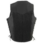 Milwaukee Leather SH1315Tall Men’s Classic Black Leather V-Neck Side Lace Motorcycle Rider Vest w/ Snap Closure - Image 2