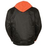 NexGen SH2035 Men’s Black and Orange Nylon Racer Jacket with Hoodie - Image 2
